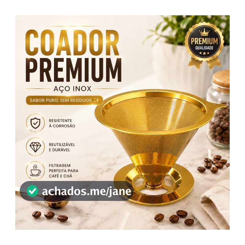 Filtro De Café Coador Inox 304(102) Grande Reutilizável Pour Over