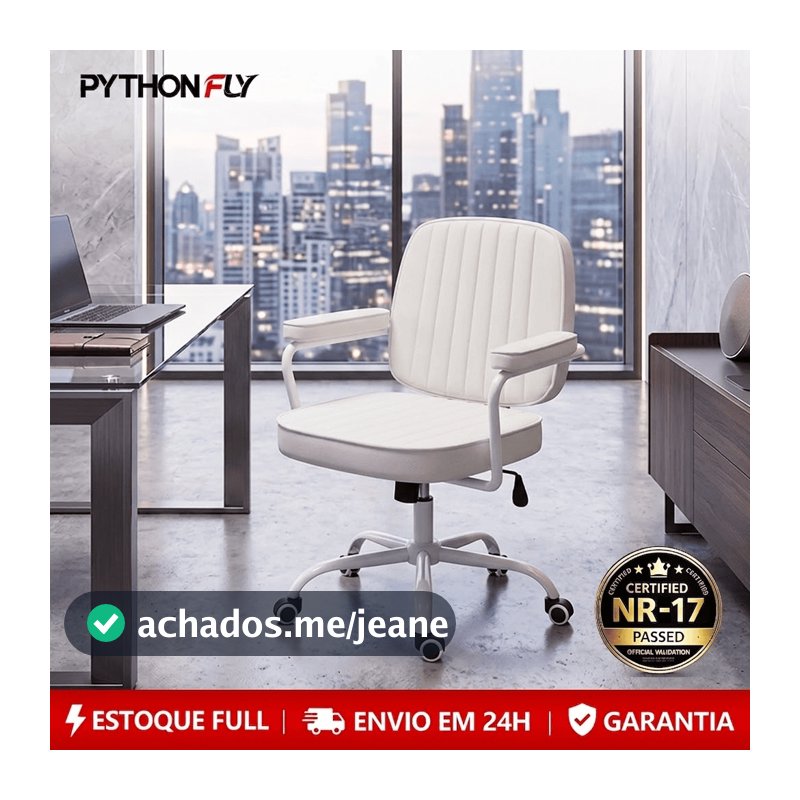 Cadeira De Escritório Giratória Cadeira de Diretor Retrô Luxuosa em Couro, Giratória e Ergonômica para Escritório