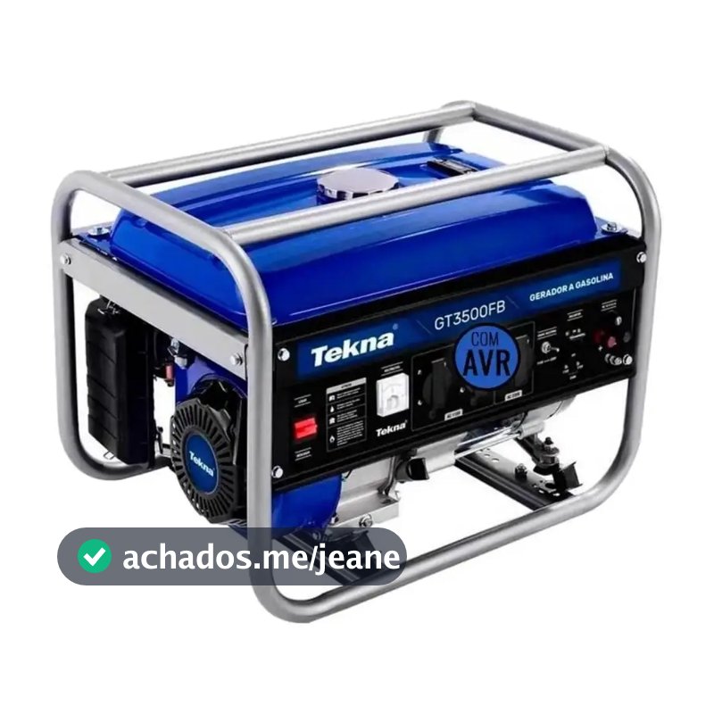 Gerador de Energia à Gasolina 6.5HP 3.1KVA 4 Tempos Bivolt GT3500FB TEKNA