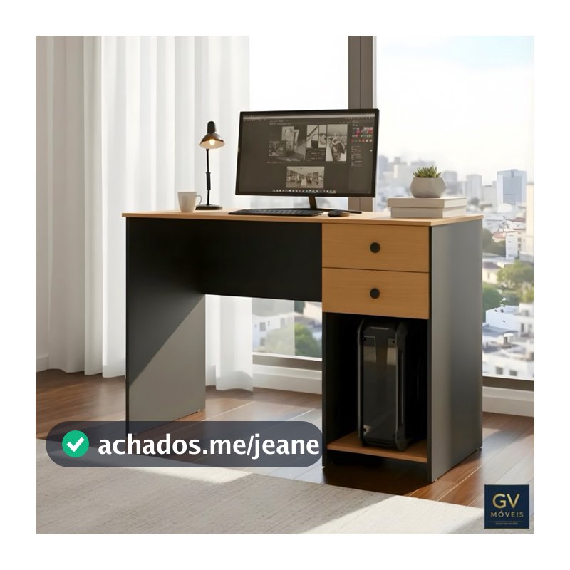 Mesa para Escritório com Gavetas e Porta CPU – Escrivaninha Moderna para Estudo