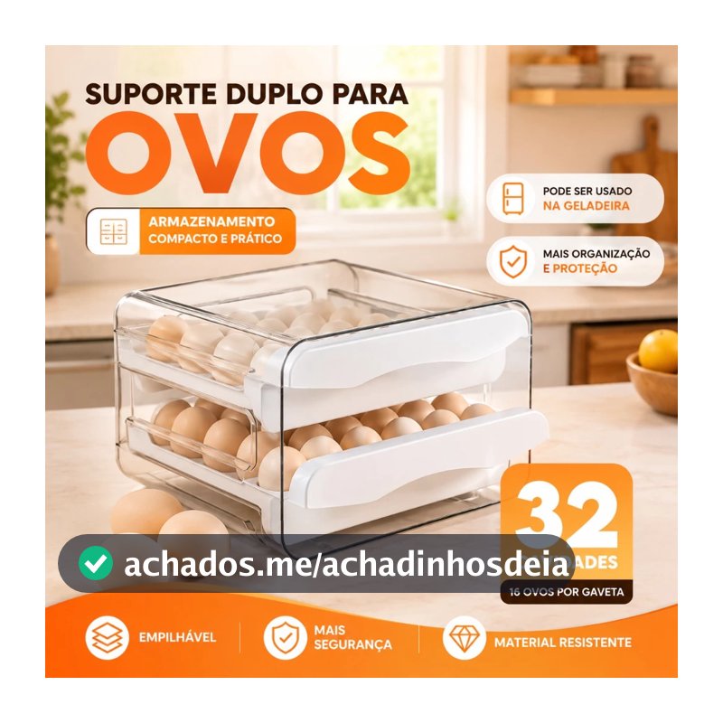 Porta Ovos Acrilico Para Geladeira 32 Unidades Organizador