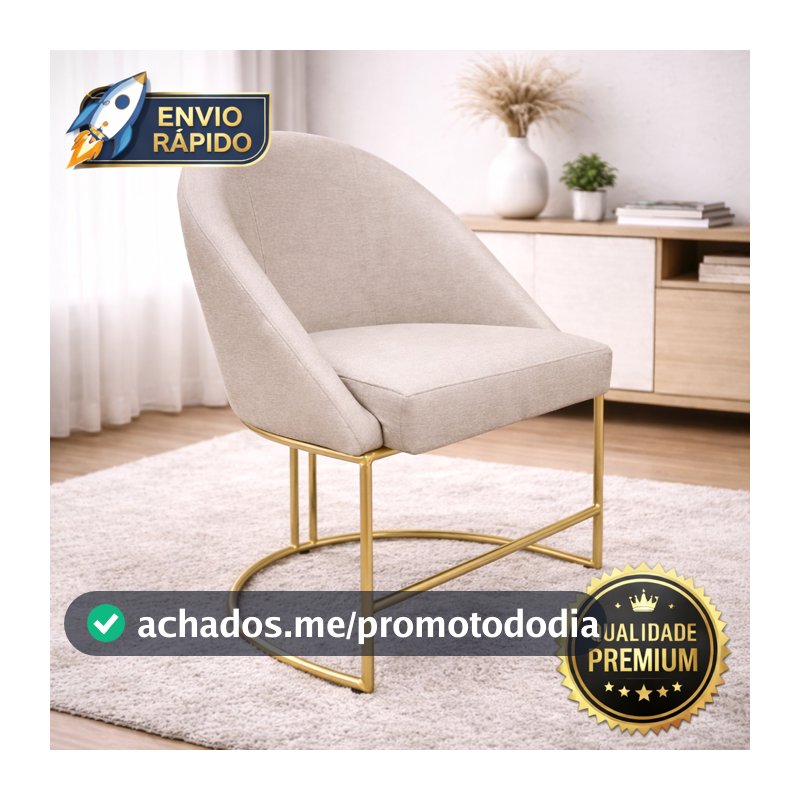 Cadeira Poltrona Lua Mesa de Jantar VELUDO Base Metálica Industrial Dourado