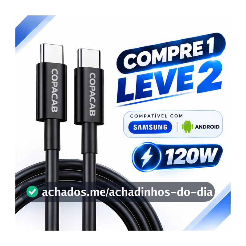 Cabo Carregador Super Rápido 120W Tipo C para Tipo C, p/Androi/Samsung Galaxy S26 S25Plus S24FE S23 S22 S21 Ultra USB-C