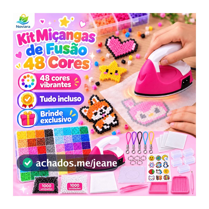 Pixel Art Fuse Beads Kit 2.6mm 48 Colors Complete Set,With Mini Iron,Pegboard,DIY Accessories, Creative Bean Craft