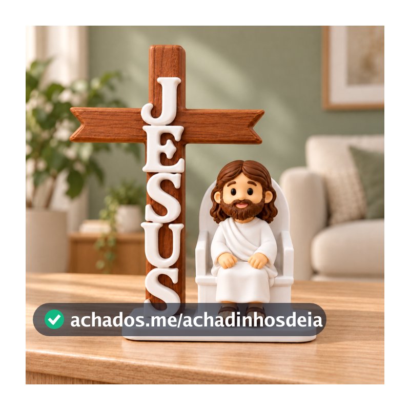 Mini Jesus Decorativo Trono e Cruz Minimalista Decoração Perfeita de Natal Enfeite para Mesa Aparador e Sala