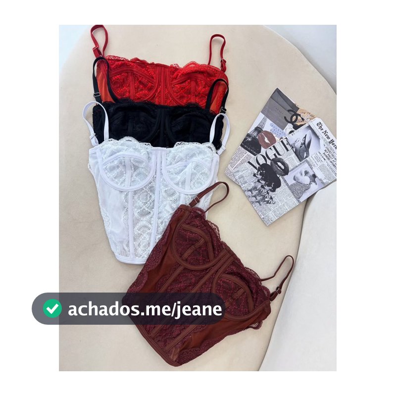 Cropped Feminino Corset Renda Corselet Alça Regulagem Cropped Blusa