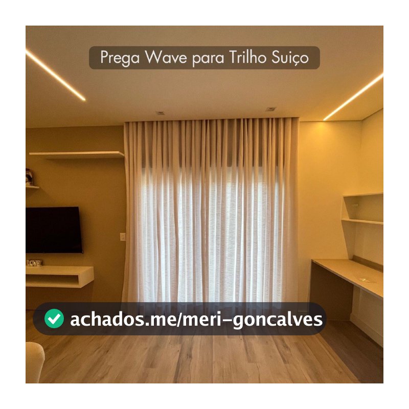 Cortina Trilho Suíço Gaze de Linho com forro microfibra modelo WAVE Luxo