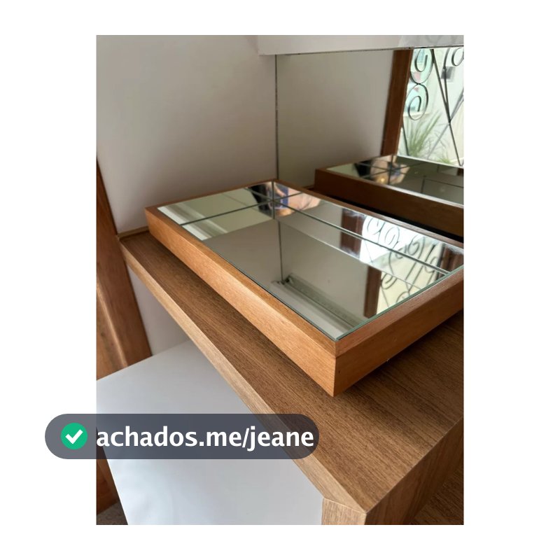 Bandeja Decorativa Espelhada Amadeirada Flutuante 50x30