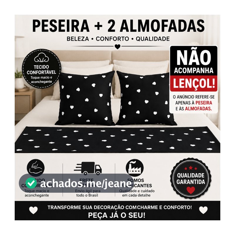 KIT ENFEITE DE CAMA 3 PC PESEIRA +2 CAPA ALMOFADA KING QUEEM PADRAO SOLT ALGODAO DECORACAO DE QUARTO