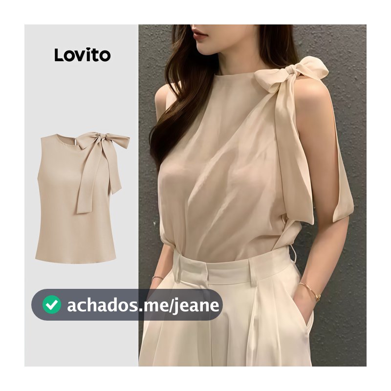 Lovito Casual Regata com gravata lisa frontal para mulheres L124AD1308