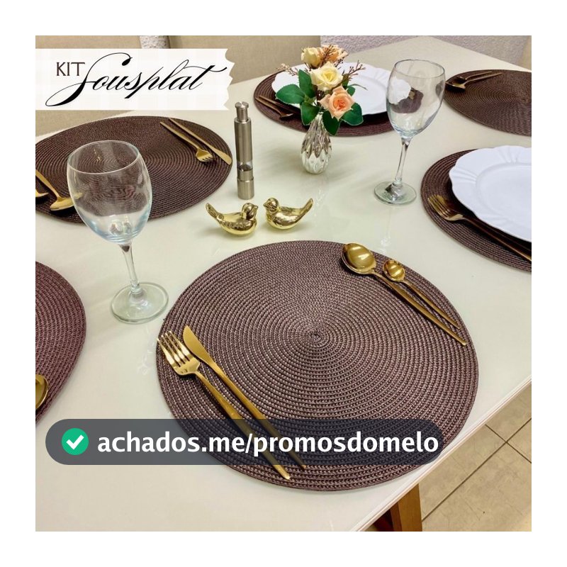 Kit 4/6 Peças Jogo Americano Redondo Sousplat Cozinha Jantar Descanso de Prato Sousplat Cozinha