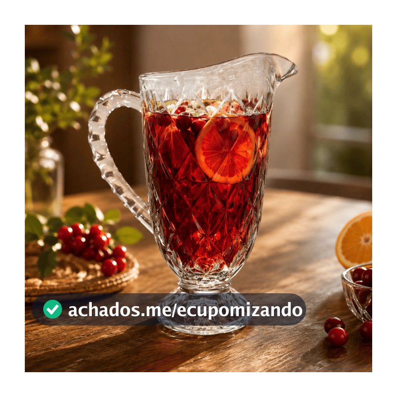 Jarra De Vidro Diamond 1,2L Para Água Suco Drinks Bico Jaca DIamante Abacaxi Transparente