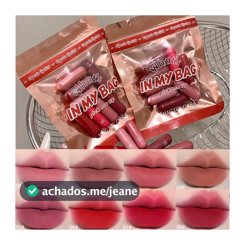 Mini Conjunto de Batom Matte 8 peças: Batons portáteis de longa duração, ideais para uso diário e perfeitos como