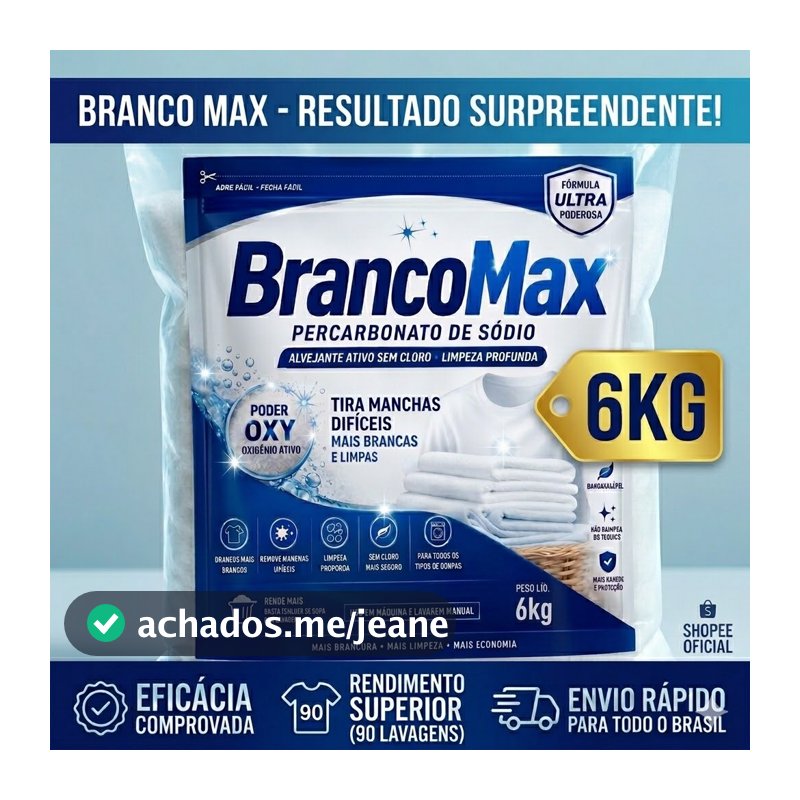 Percarbonato de Sódio - Tira Mancha Sem Cloro  de 1kg á 6 kg