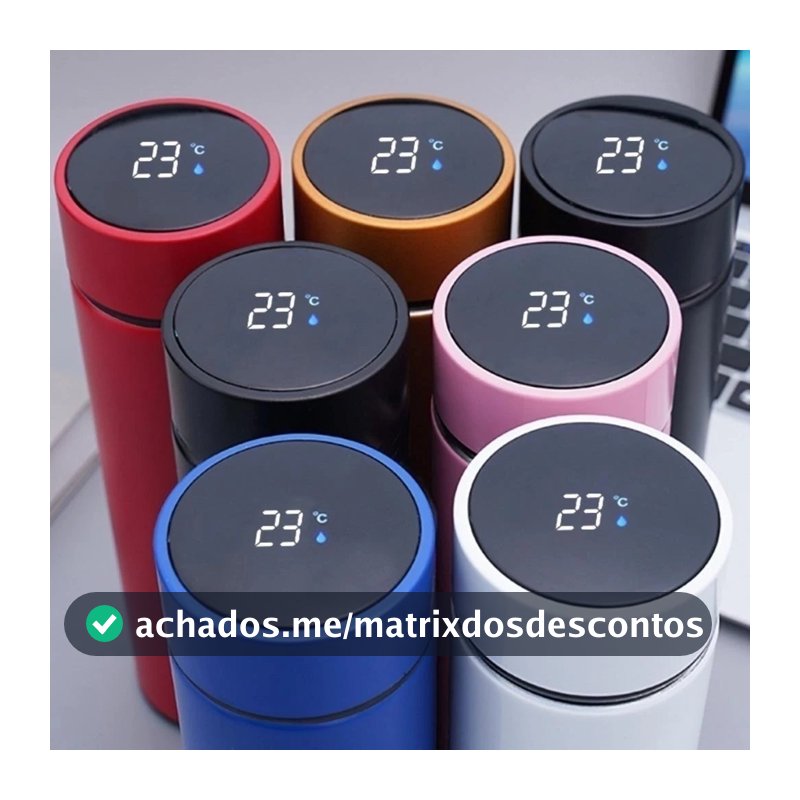Garrafa Térmica Em Aço Inox Com Termômetro Digital 500ml Led