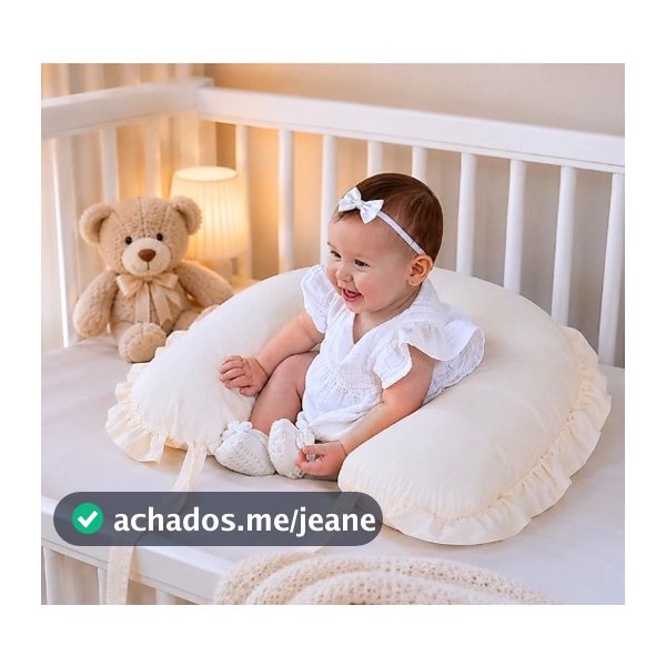 Almofada De Amamentação Grande Com Babado 100% Algodão