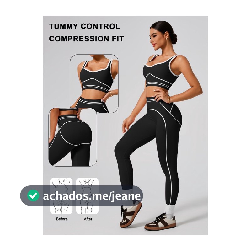 Conjunto Feminino De Leggings E Sutiã Esportivo De Cintura Alta , Respirável De Secagem Rápida Para Exercícios De Ginást