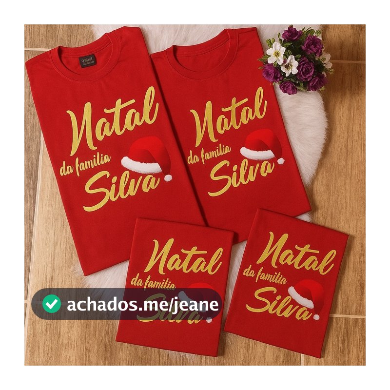 Kit Família Natal 3 Camisetas ou Mais  Personalizadas Adulto Infantil 100% Algodão Envio Rápido