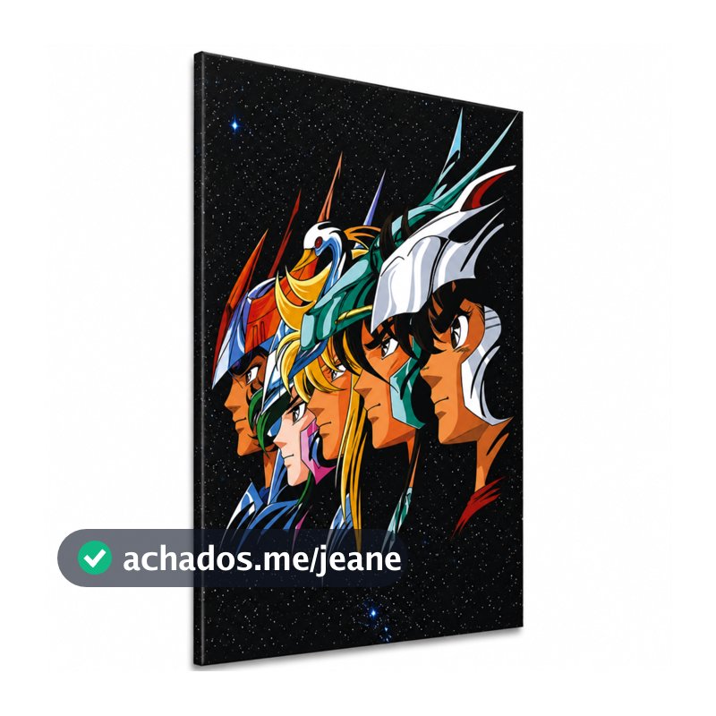 Quadro Decorativo Cavaleiros do Zodíaco Seiya Shiryu Hyoga Shun Ikki Anime para Quarto e Espaço Gamer