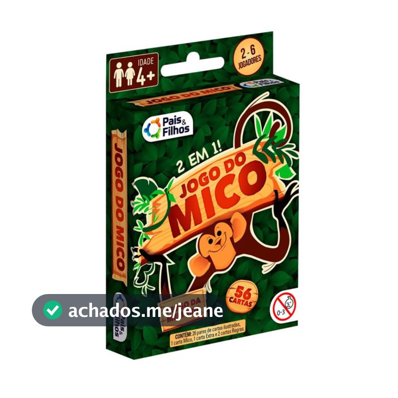 Jogo do Mico 2 em 1 + Jogo da Memória Pais e Filhos 56 Cartas