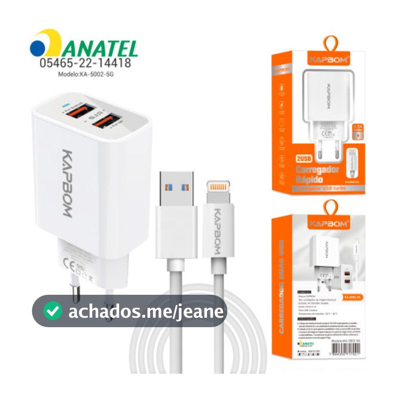 Carregador Para iPhone Original Turbo com 2 Usb Cabo Lighting