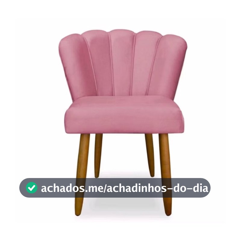 Cadeira petala decorativa veludo rosa