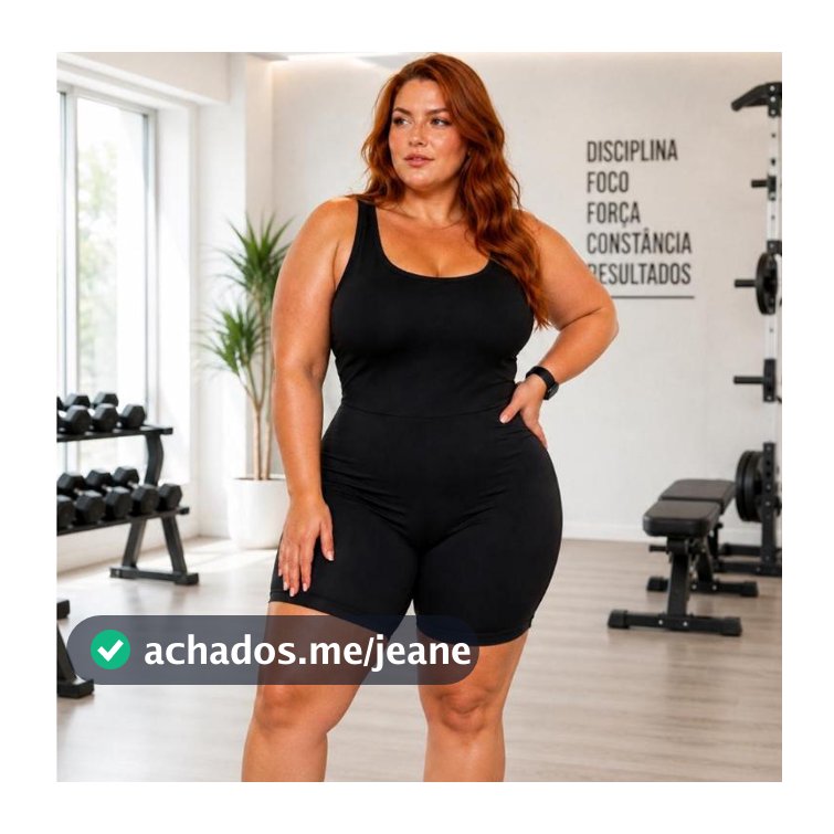 Macaquinho Plus Size Fitness Academia Zero Transparência Blackout
