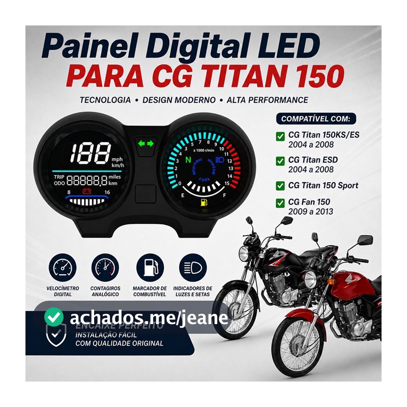 Painel Eletrônico Digital De Velocímetro RPM LED/Para Motos Brasil TITAN 150 Honda CG150 Fan150