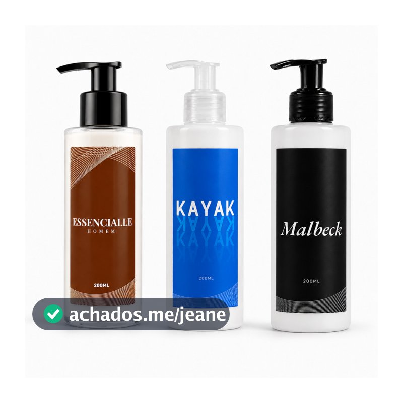 Kit 3 Cremes Hidratantes Masculinos Malbeck + Essencialle + Kayak 200ml | Hidratação Perfumada Amadeirada