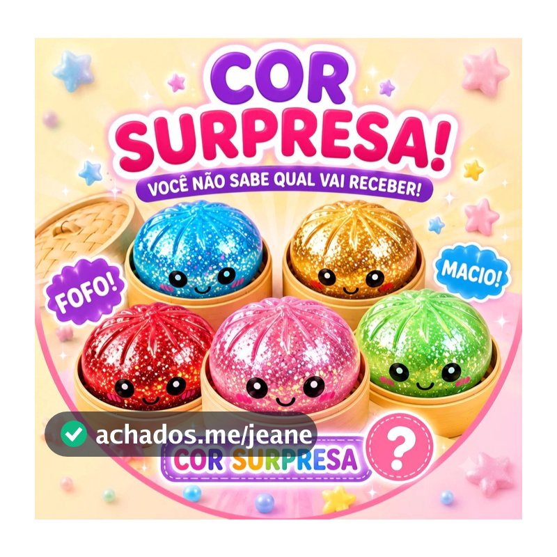 Squishy Bolinho Baozi Grande 8,5 CM Glitter Caixa Misteriosa Antiestresse Sensorial Kawaii Presente Criativo Fidget