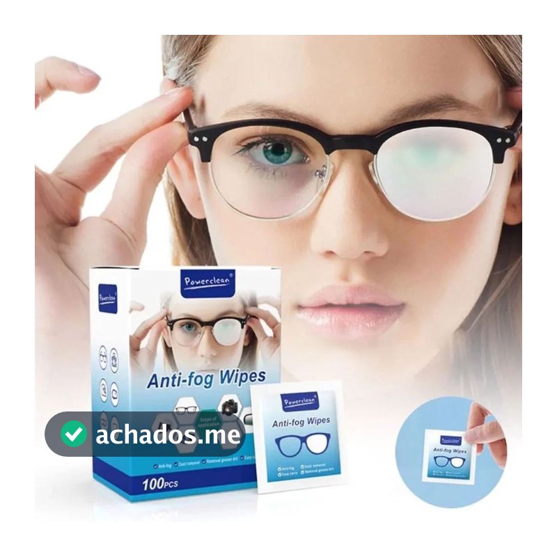 Pacote 100 Flanelas óculos Eco Lenço Umedecido Antiembaçante Limpa Óculos Lente Câmera Tela Celular