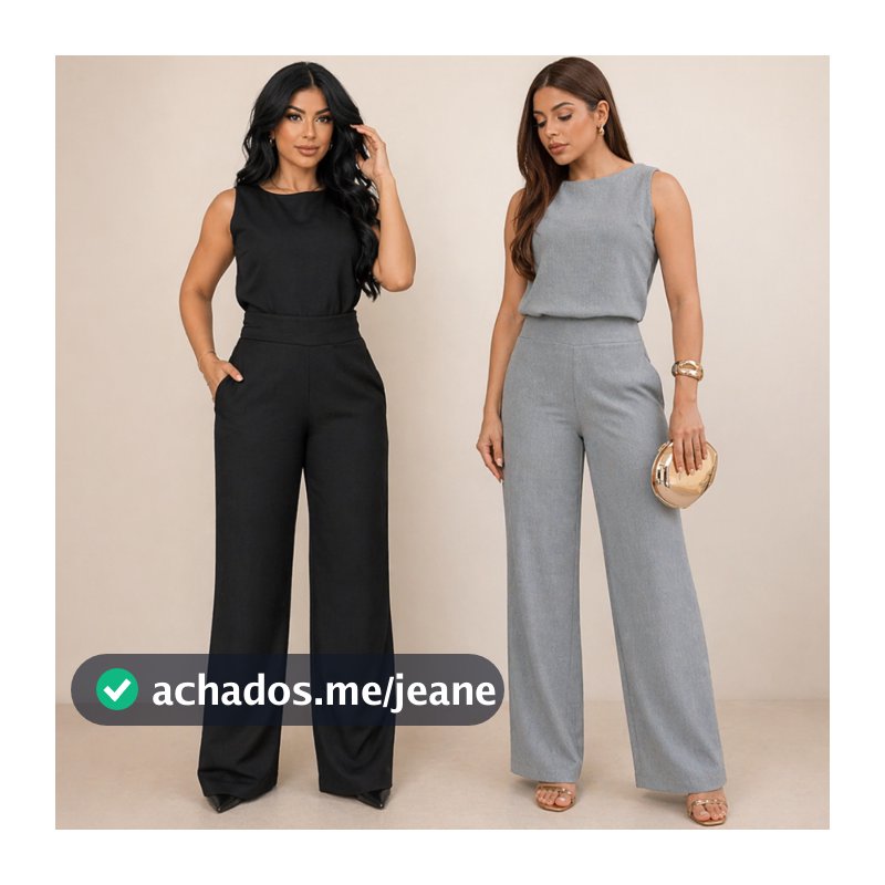 Conjunto Feminino Social Duna Mulher Elegante Blusa Regata e Calça Pantalona Elástico Moda Mulher Verão Outono Inverno