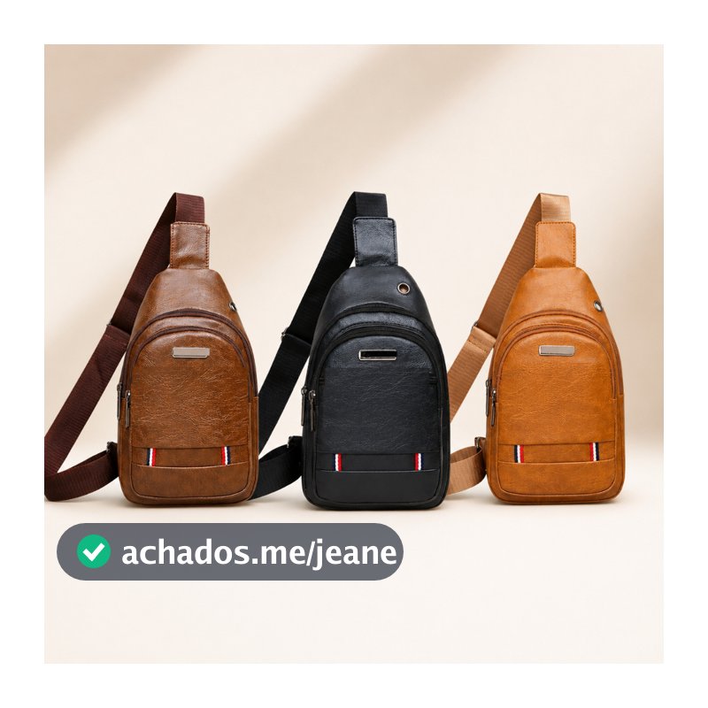 Bolsa Masculina De Couro Sintético Mochila Transversal de Ombro Bernardo
