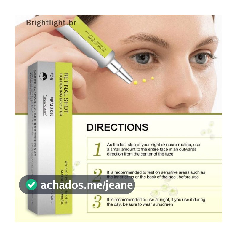 Sérum Facial Retinal Shot Tightening Booster 15ml Produto Coreano, Hidratação e Manutenção da Firmeza da Pele