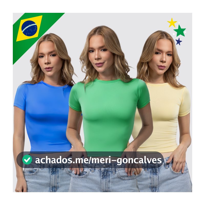 Kit 3 Baby Tee Feminina - Brasil Copa do Mundo Brazil Core - Blusa Slim Fit Manga Curta Ajuste Perfeito