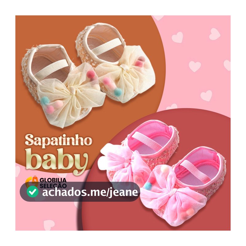 Sapatinho para Bebê Sapatilha Boneca para Bebê Primeiros Dias/Meses Calçados Infantil de Meninas Macio Pompom Pink Branc