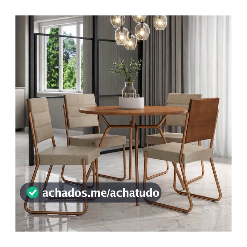 Conjunto Sala de Jantar 4 Cadeiras San Francisco Carraro Rosê