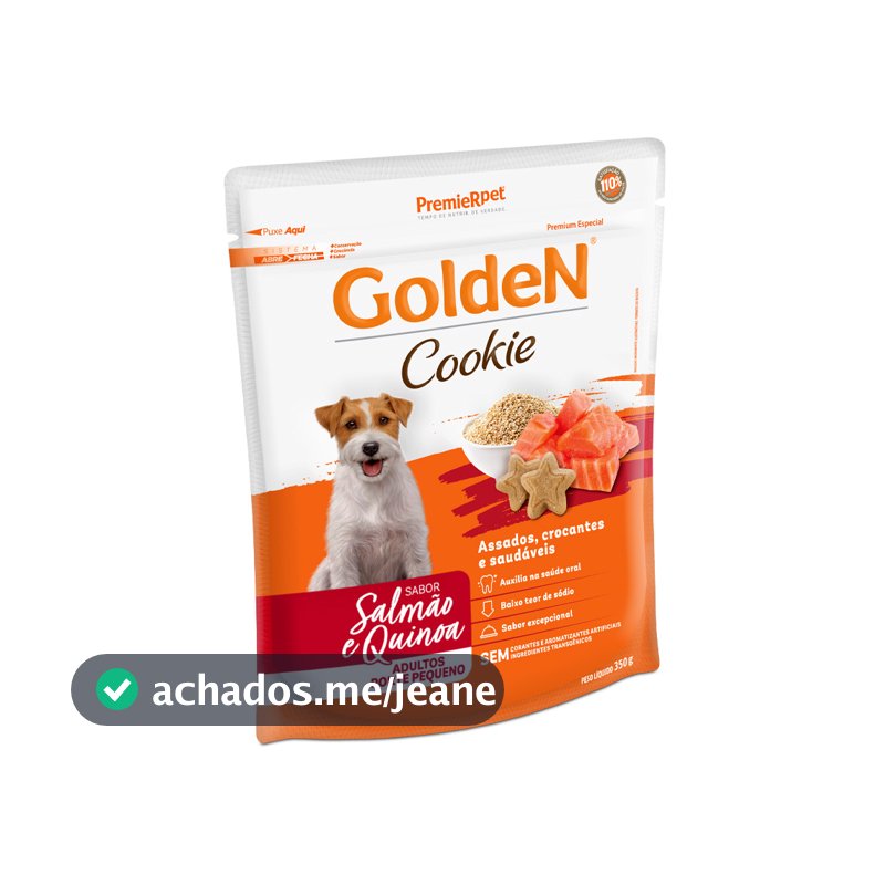 GOLDEN COOKIE CAES ADULTO PEQUENO PORTE SALMAO E QUINOA 350G