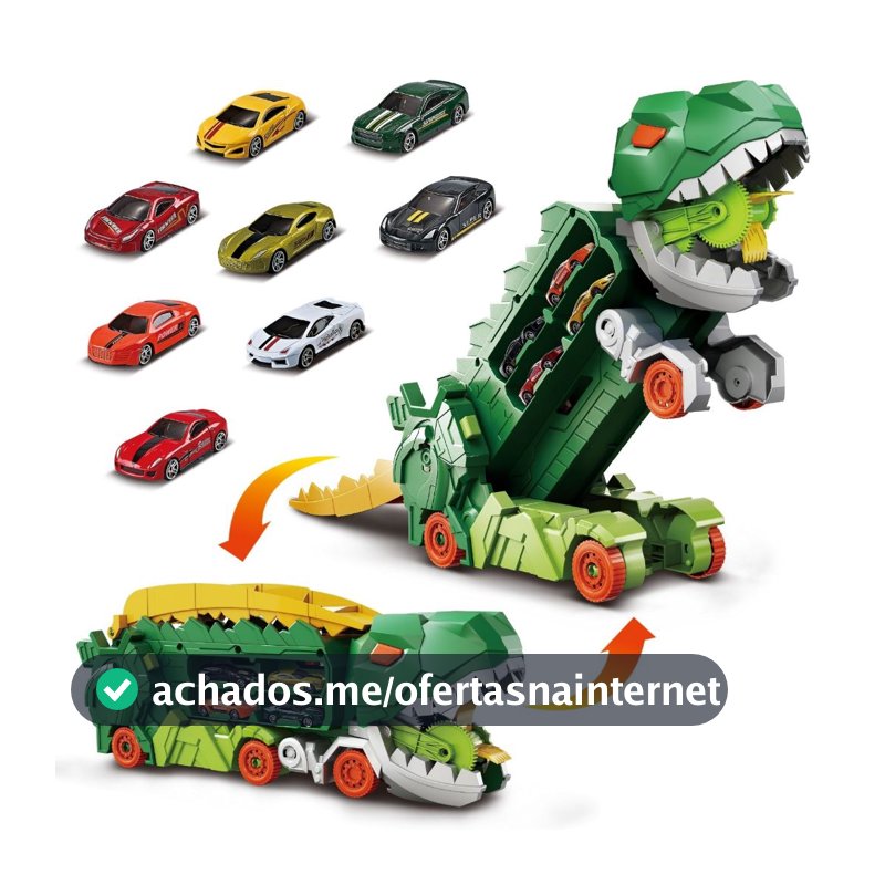 Pista Dinossauro 2 em 1 Caminhão Cegonha Carro Brinquedo com Rampa Corrida