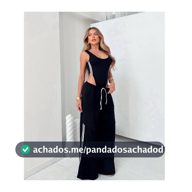 Conjuto Pantalona Feminino com Faixas Laterais Alfaiataria Body Regata Cavado + Calça Tendência Verão
