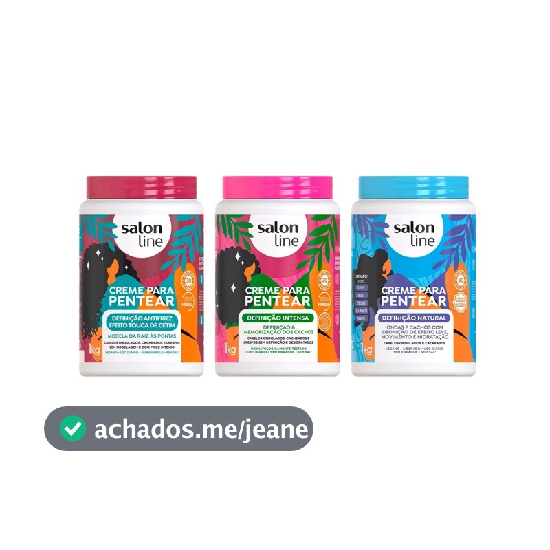 Kit com 3 Cremes Para Pentear Definição Salon Line