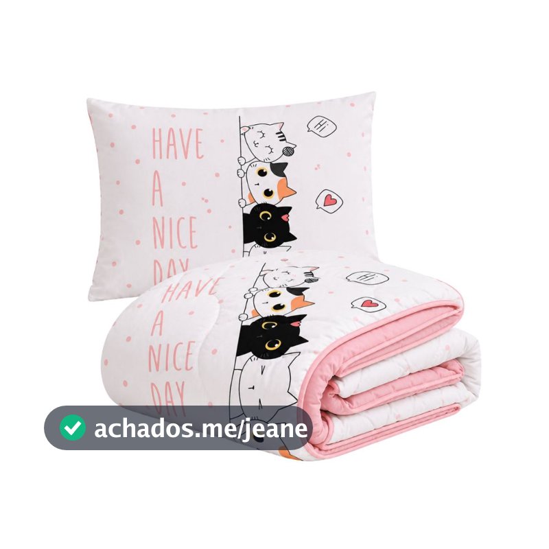 Kit Cobertor Coberta Edredom Manta Mantinha Soft Microfibra 2 Pçs Quarto Menina Grosso Gatinho Rose