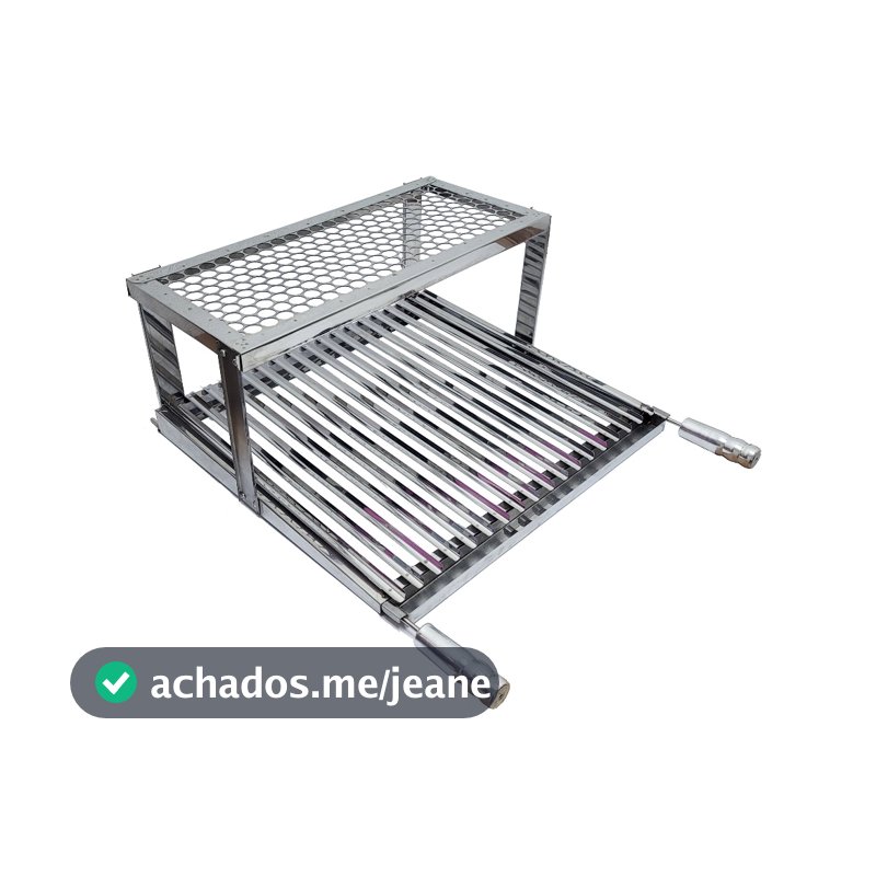 Grelha Argentina Com Grelha Auxiliar e Coletor de Gordura 100% Inox Para Churrasco