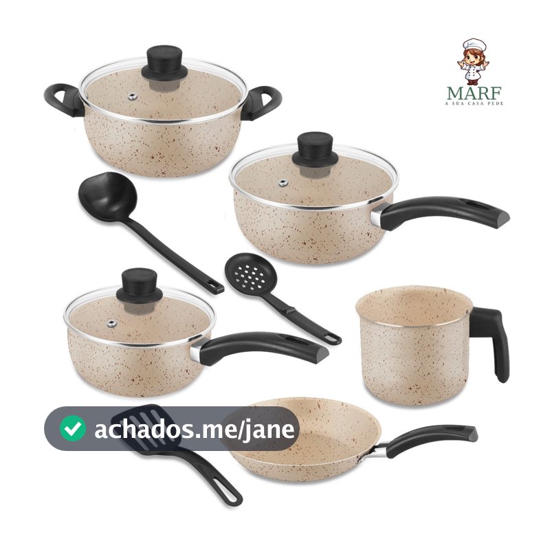 Panelas Antiaderente Kit 8 Peças Teflon Premium 5 Camadas Qualidade e com Tampa de Vidro – MARF