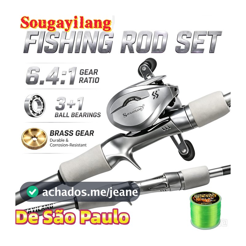 O Conjunto De Pesca De Fundição Sougayilang Inclui Uma Vara De Duas Peças De 1.8 M E Carretel De Arremesso 6.4 : 1 3 + 1