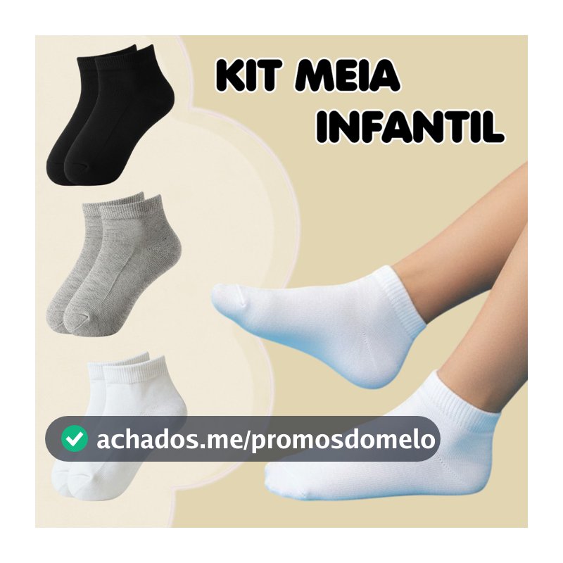 Kit 12 ou 6 Pares Meias Infantis Juvenis Cano Curto Soquete Algodão Escolar Menino Menina 24 ao 37