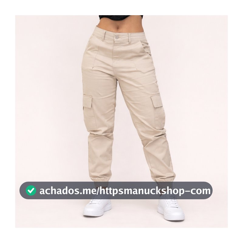 Calça Cargo Feminina Jogger Cintura Alta Com Bolso Lateral Com Lycra Streetwear Stillger