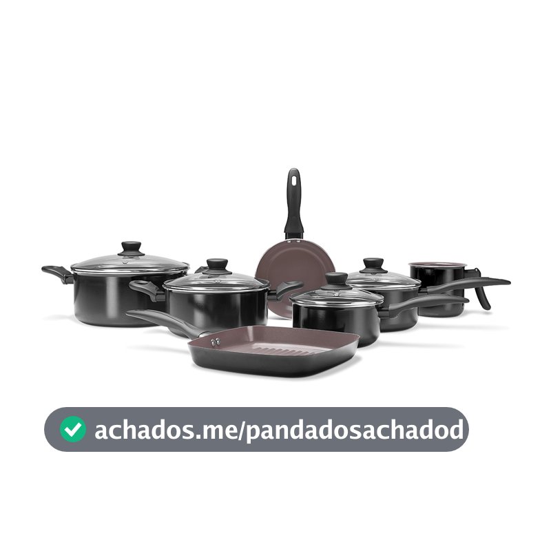 Jogo de Panelas Brinox Ceramic Life - Easy 7 Peças Preto