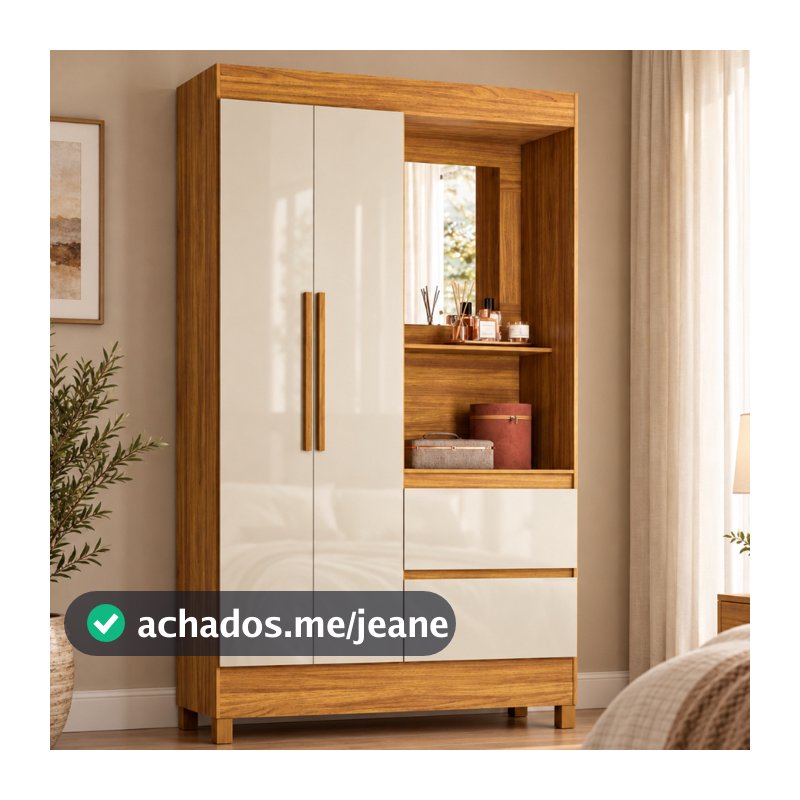 Guarda-Roupa Solteiro Capelinha Midi 2 Portas 2 Gavetas C/ Espelho Demóbile