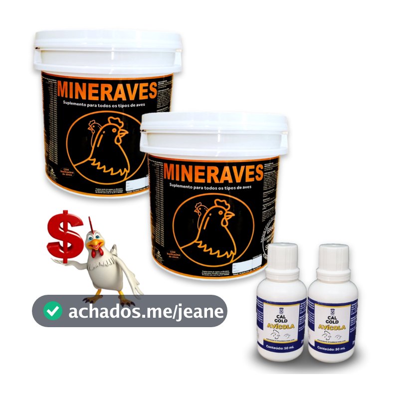 Mineraves 2kg Suplemento Avicultura Granja - Calgold Avícola 100ml Vitamina Galinha Frango Postura